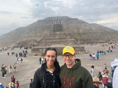 EB & DN at a pyramid in Mexico